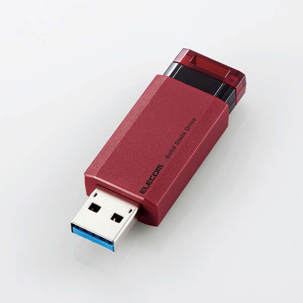 エレコム SSD 外付け ポータブル 250GB 小型 ノック式 USB3.2(Gen1)対応 レッド PS4/PS4Pro/PS5