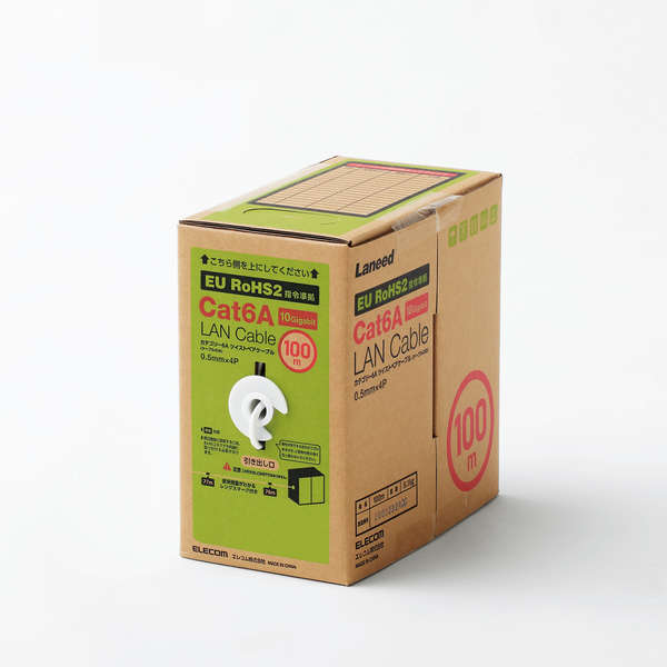 エレコム LANｹｰﾌﾞﾙ/CAT6A対応/EU RoHS指令準拠/ｺﾈｸﾀ無し/単線/ﾘﾚｯｸｽ/100m/ﾎﾜｲﾄ