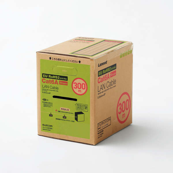 エレコム LANｹｰﾌﾞﾙ/CAT6A対応/EU RoHS指令準拠/ｺﾈｸﾀ無し/単線/ﾄﾞﾗﾑ/300m/ﾎﾜｲﾄ