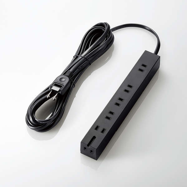 エレコム 回転機能ﾀｯﾌﾟ/6個口(内3ﾋﾟﾝ1)/5m/ﾌﾞﾗｯｸ