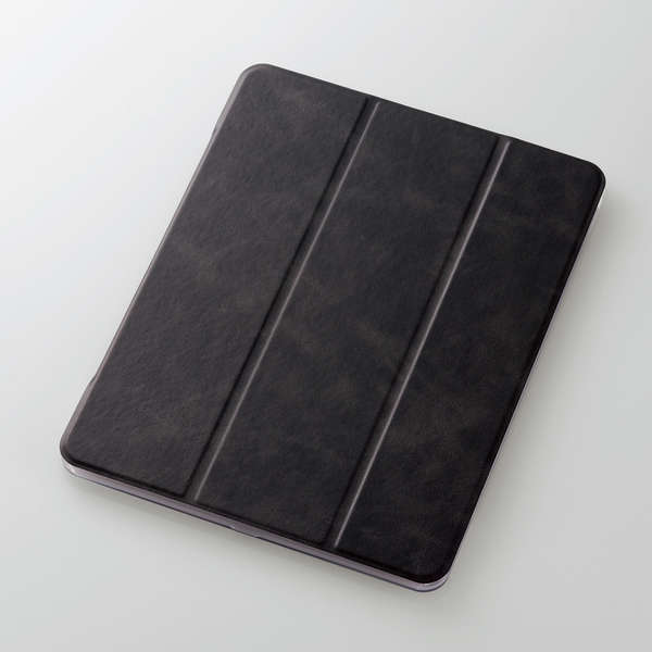 エレコム iPad Pro 12.9ｲﾝﾁ 2020年ﾓﾃﾞﾙ/ﾌﾗｯﾌﾟｹｰｽ/背面ｸﾘｱ/ｿﾌﾄﾚｻﾞｰ/2ｱﾝｸﾞﾙ/ｽﾘｰﾌﾟ対応/ﾌﾞﾗｯｸ