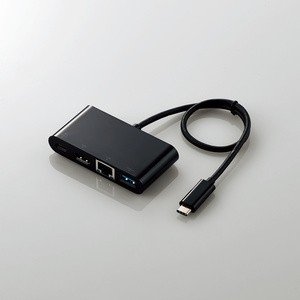 Type-Cドッキングステーション/PD対応/充電用Type-C1ポート/USB(3.1)1ポート/HDMI1ポート/LANポート/30cmケーブル/ブラック