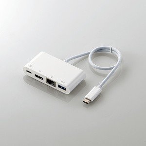 Type-Cドッキングステーション/PD対応/充電用Type-C1ポート/USB(3.1)1ポート/HDMI1ポート/LANポート/30cmケーブル/ホワイト