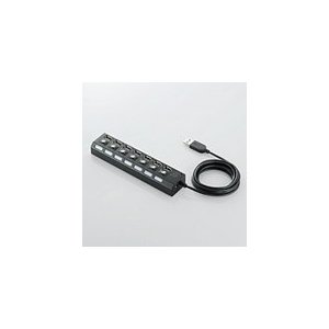 エレコム 個別スイッチ付USBハブ [7ポート・セルフパワー/バスパワー両用モデル] ブラック U2H-TZS720SBK U2H-TZS720SBK