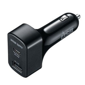 サンワサプライ USB Power Delivery対応カーチャージャー（2ポート・57W） CAR-CHR77PD