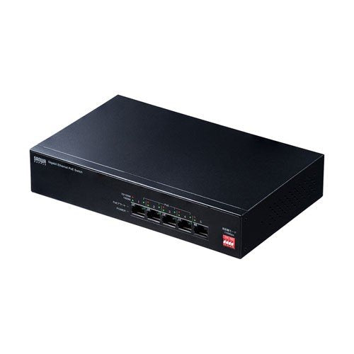 サンワサプライ 長距離伝送・ギガビット対応PoEスイッチングハブ（5ポート） LAN-GIGAPOE51