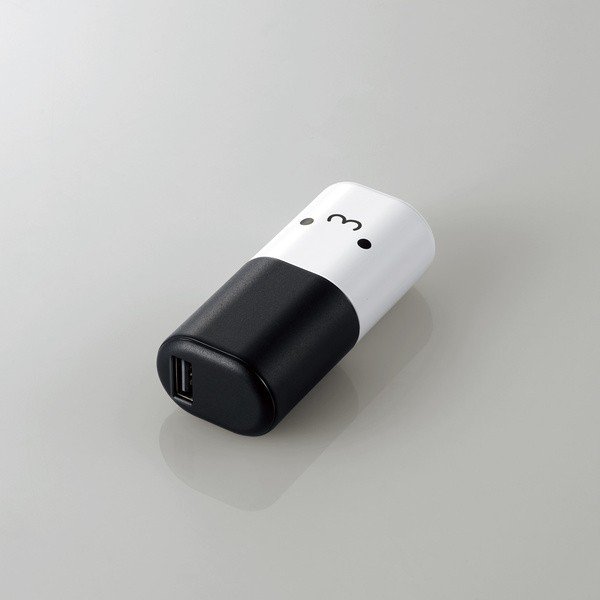 エレコム モバイルバッテリー/リチウムイオン電池/小型/2500mAh/1A/USB-A出力1ポート/PSE適合/ブラック×ホワイトフェイス DE-M12L-2500WF