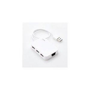 エレコム USB2.0 LANアダプター USBハブ付 EDC-FUA2H-W