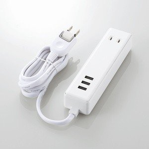 USBタップ/USBメス×3/AC×2/ケーブル1.5m/3.4A/ホワイト