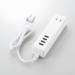 USBタップ/USBメス×4/AC×2/ケーブル60cm/3.4A/ホワイト