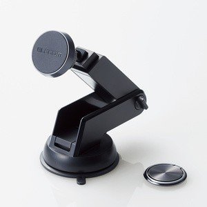 車載アクセサリー/スマホマグネットホルダー/ゲル吸盤タイプ/ロングステー/ブラック