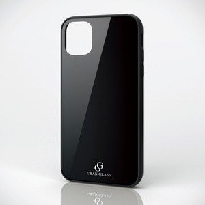 iPhone 11/ハイブリッドケース/ガラス/背面カラー/ブラック