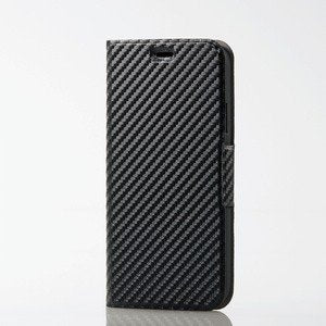 iPhone 11/ソフトレザーケース/磁石付/薄型/カーボン調(ブラック)