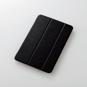 iPad mini 2019/フラップカバー/背面クリア/ソフトレザー/2アングル/ブラック