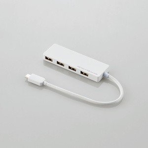 USB2.0HUB/Type-C/Aメス4ポート/バスパワー/15cmケーブル/ホワイト